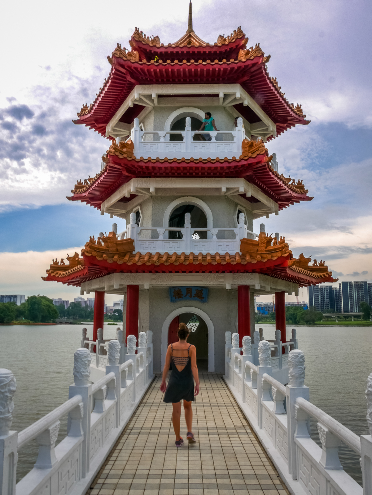 Travel girl at Chinese Gardens in Singapore