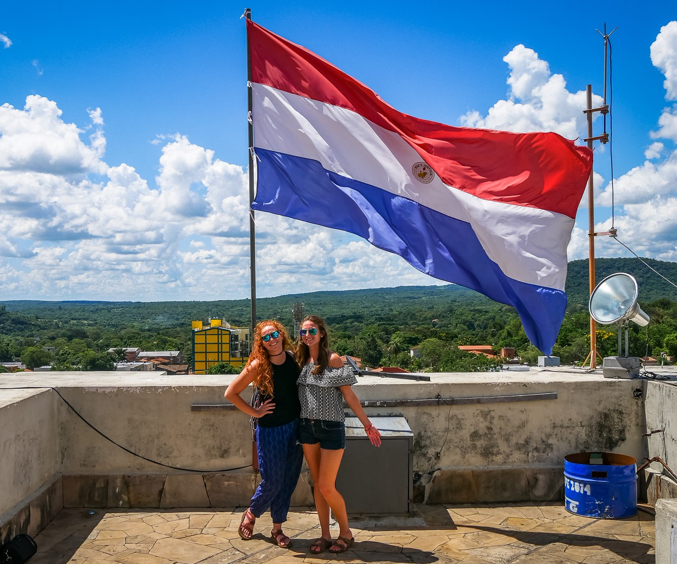 Sisters in Paraguay on the roof of a basilica in Caacupe