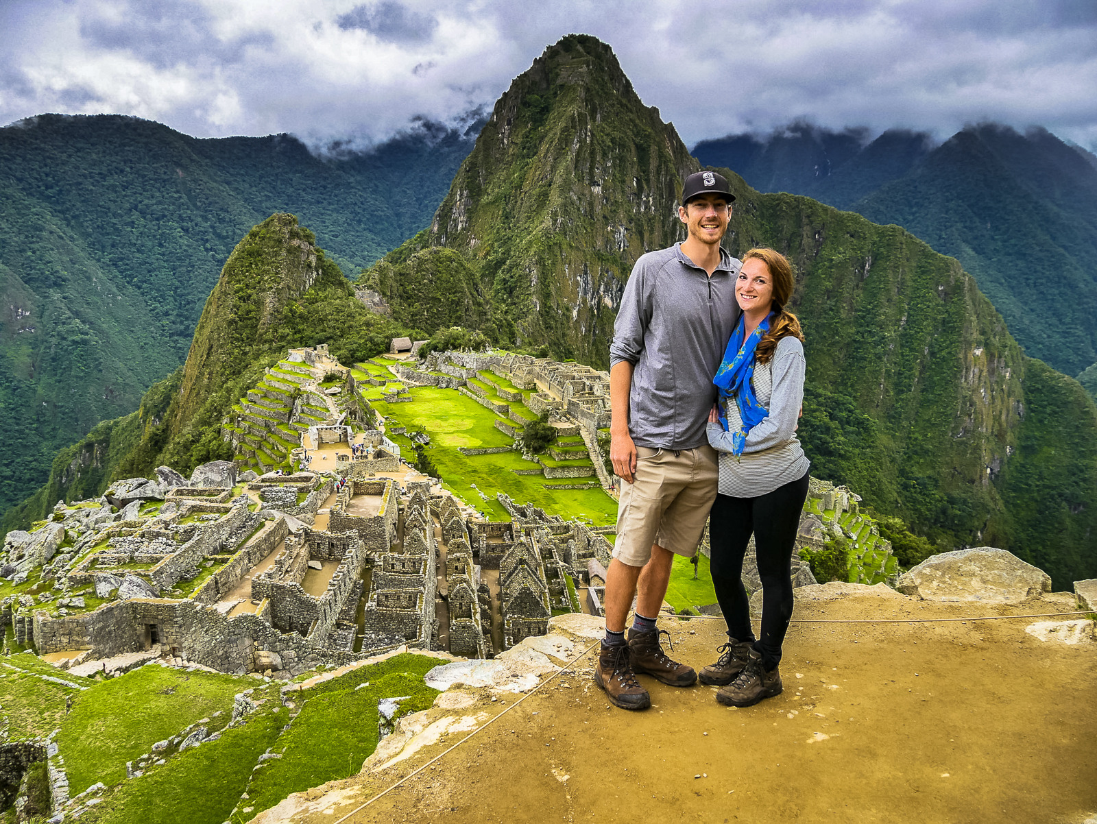 Travel couple at Machu Picchu