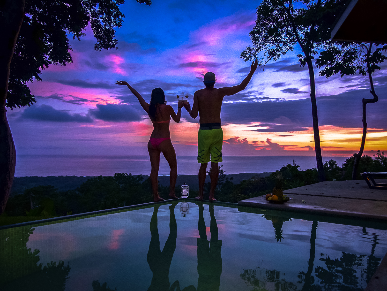 Infinity pool sunset in Costa Rica