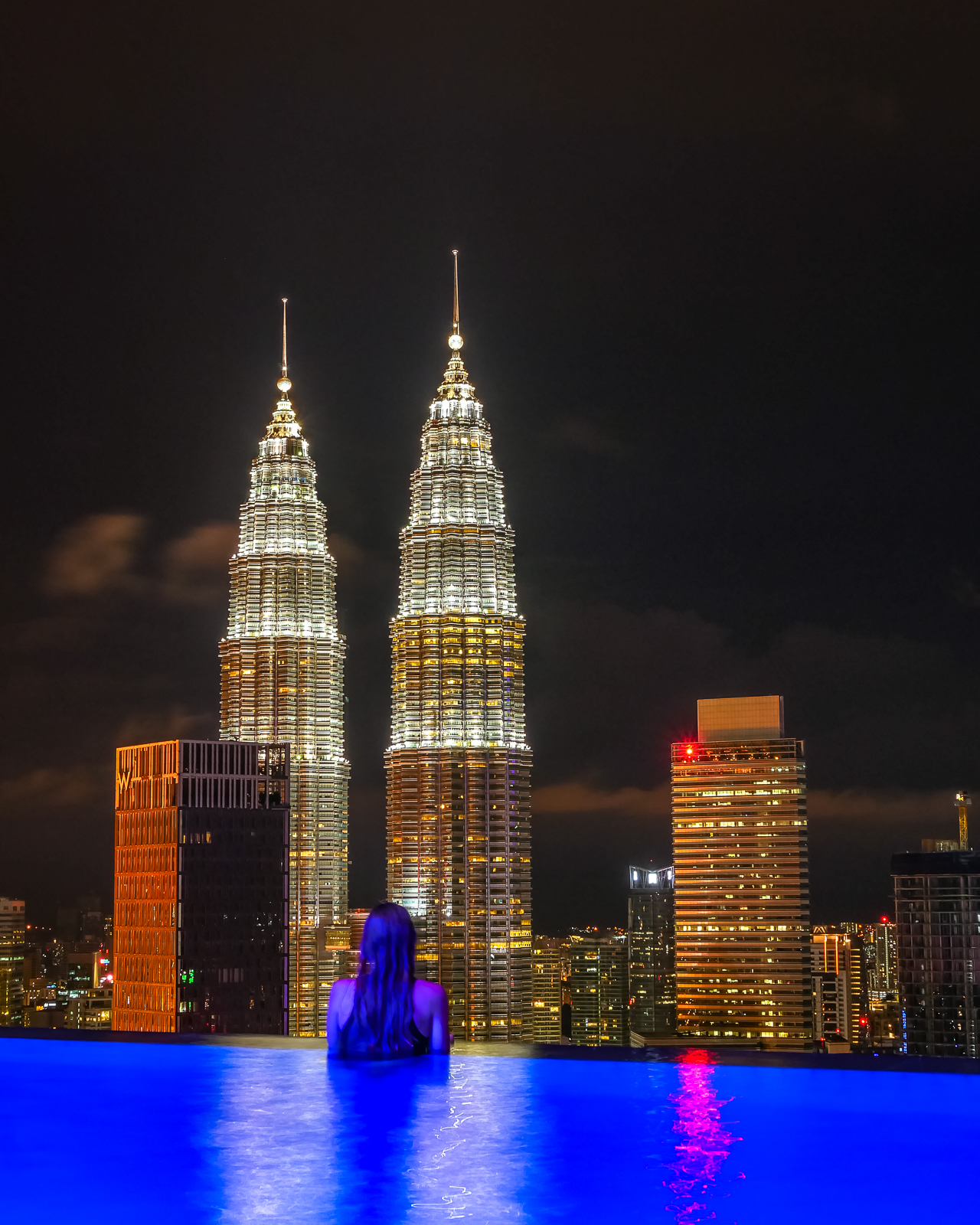 View of the Petronas Towers from The Face Suites rooftop pool