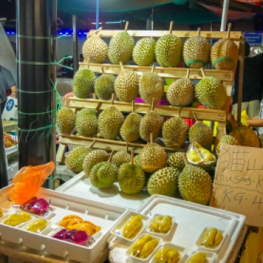 Durian fruit stand in Jalan Alor (market) Kuala Lumpur