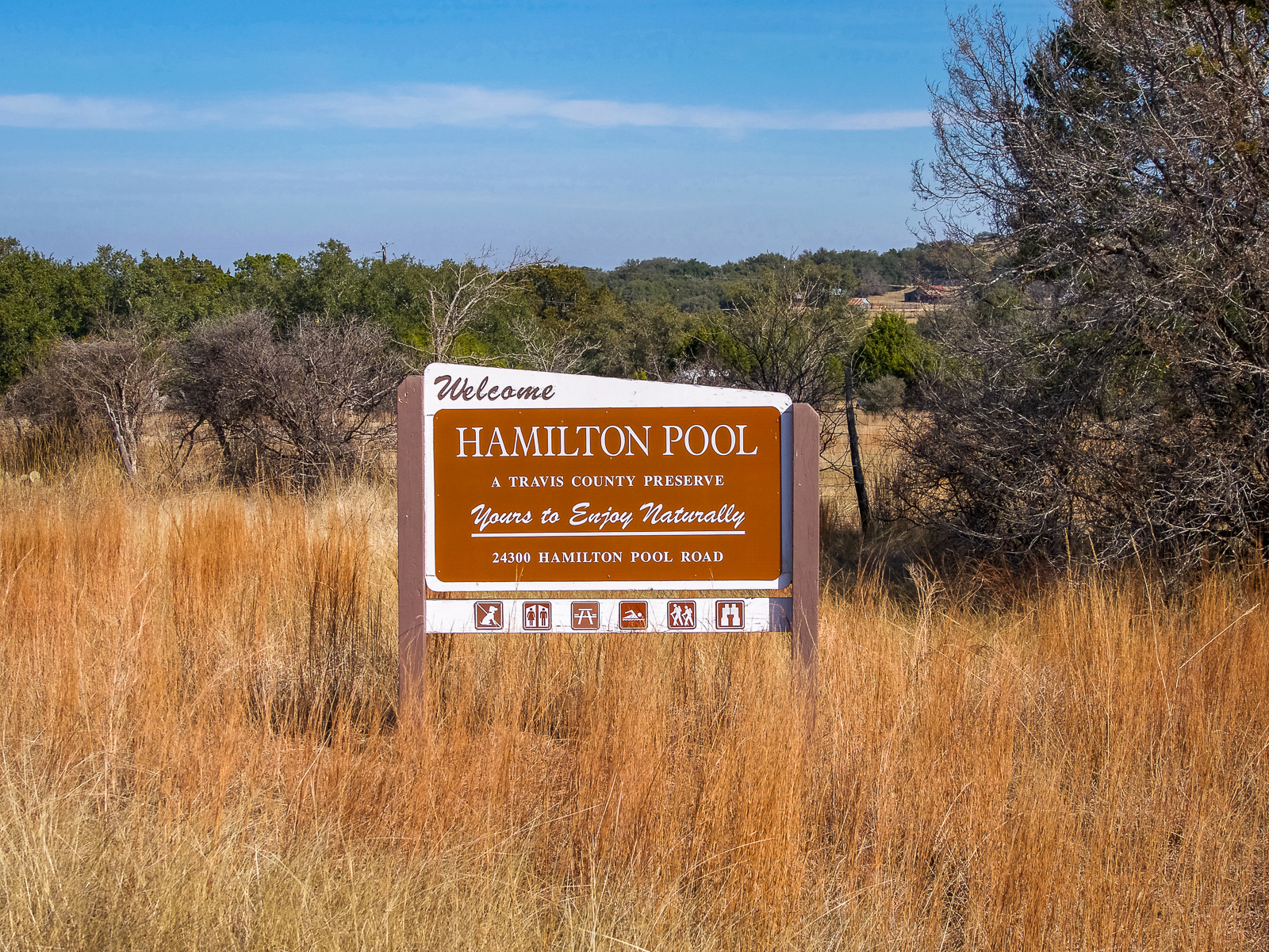 Hamilton.Pool.Travis.County.Preserve.Welcome.Sign.go4theglobe.Texas