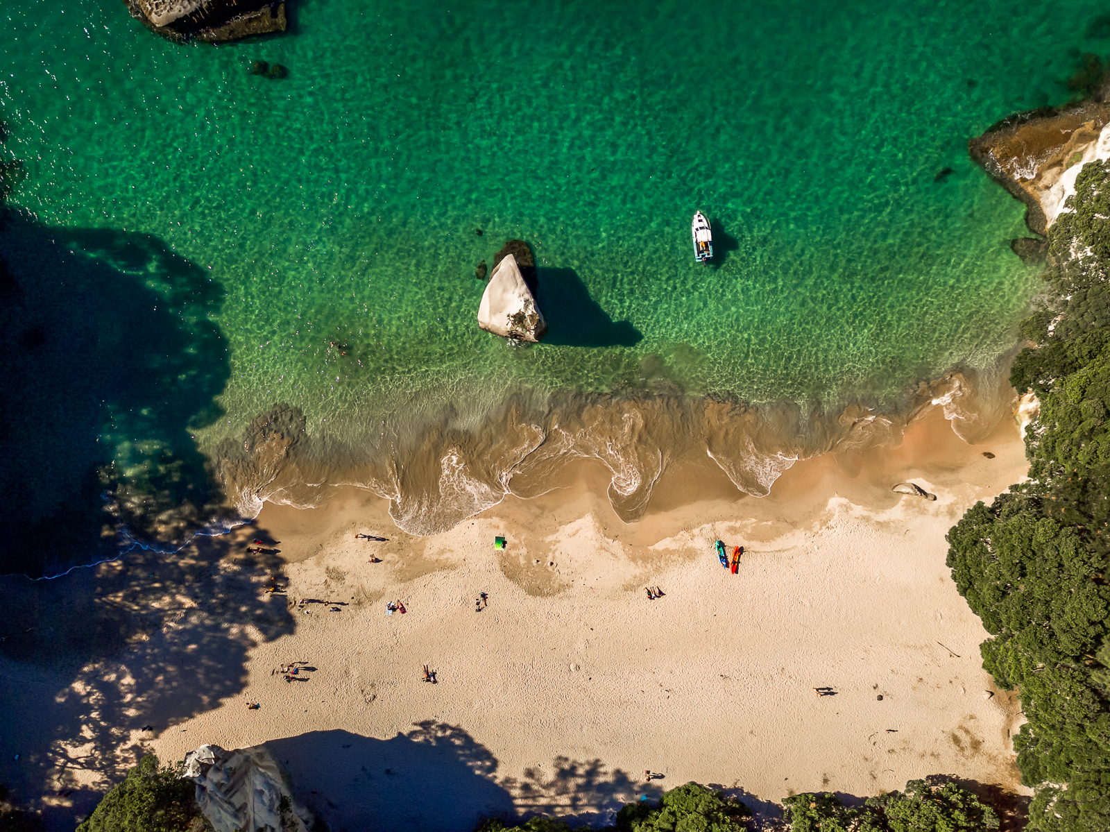 Drone shot of beach at Cathedral Cove