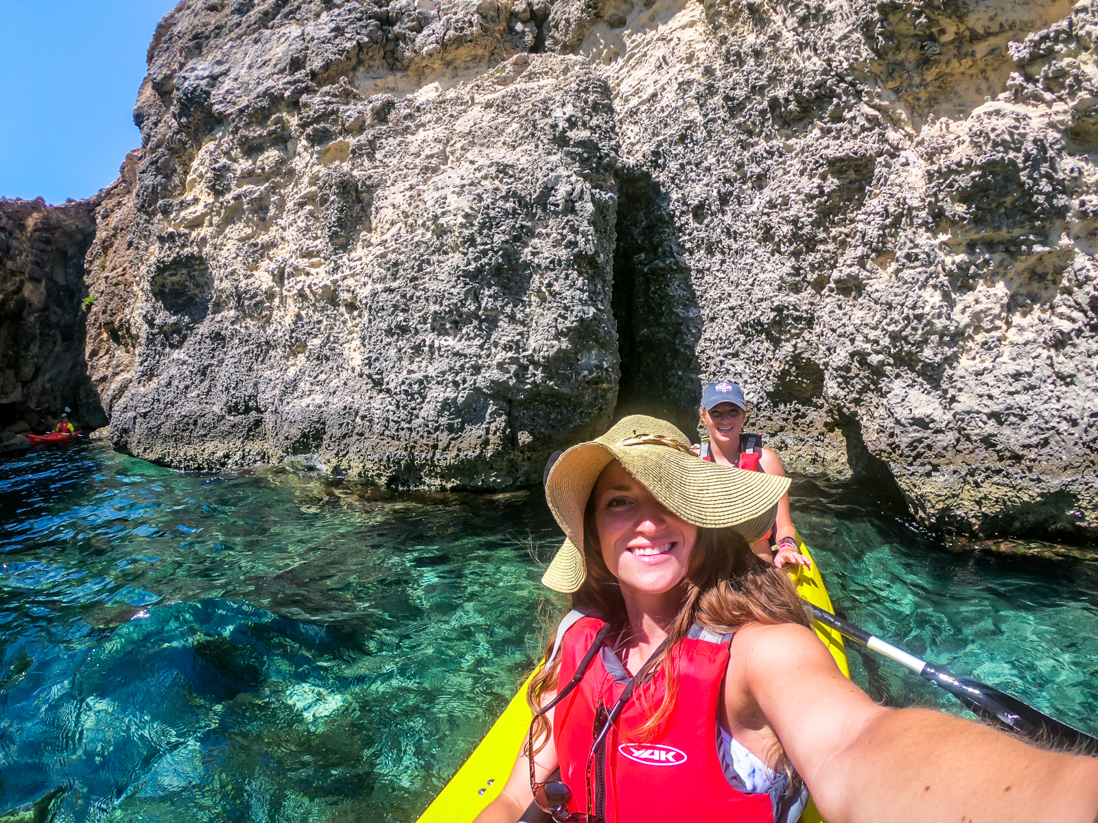 Kayaking out of a narrow cave