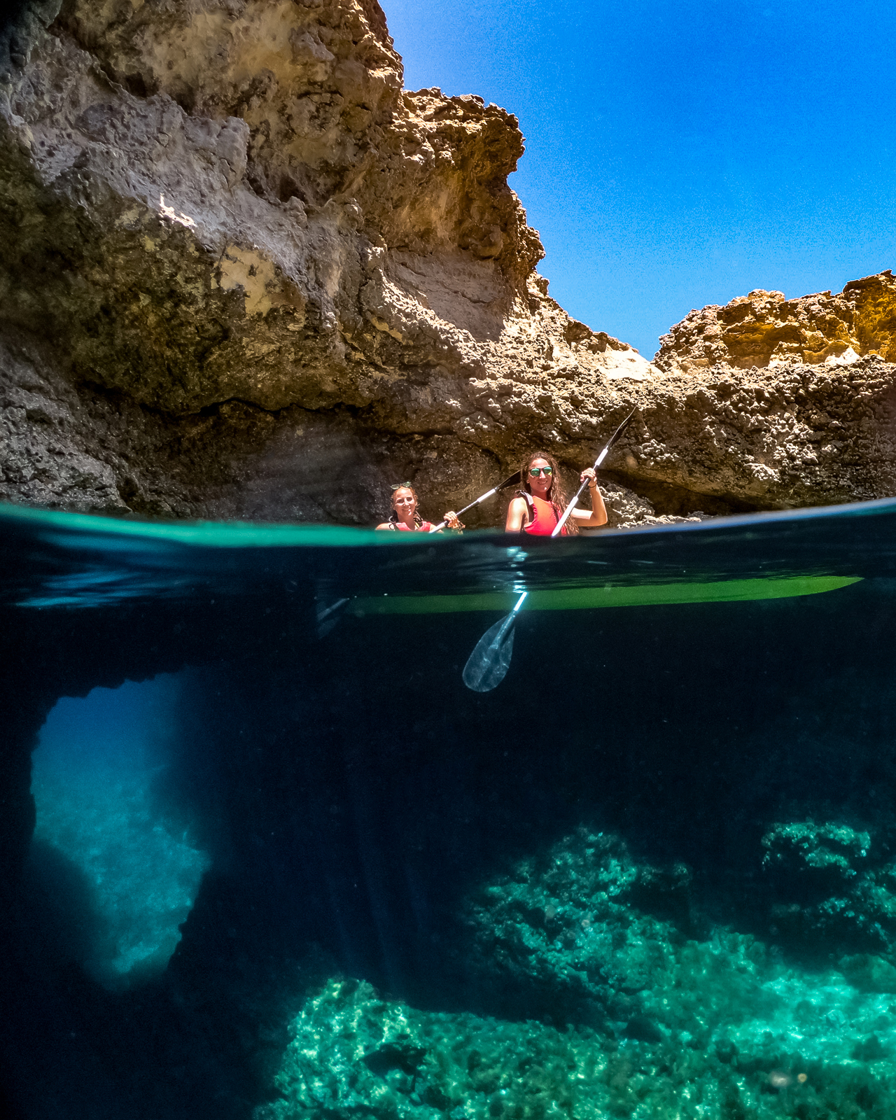 Underwater archway in Comino